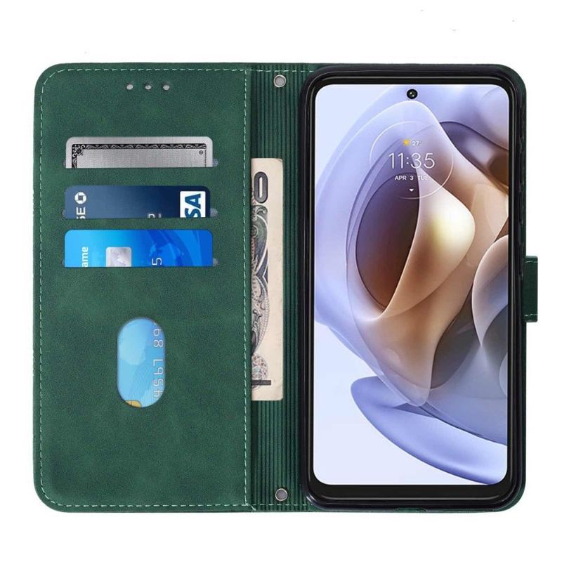 Etui Folio do Motorola Moto G31 / Moto G41 Obrzeża Skórzany Efekt Geometryczny Wzór