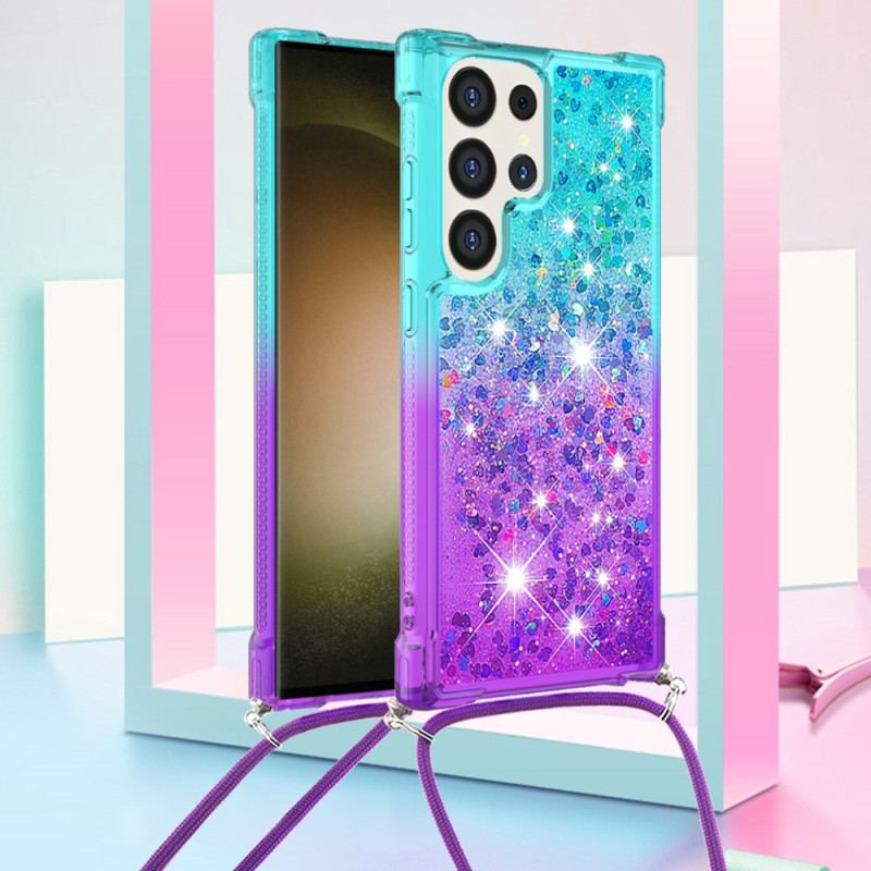 Etui Do Samsung Galaxy S24 Ultra 5g Gradalny Cekinowy Sznurek Z Paskiem
