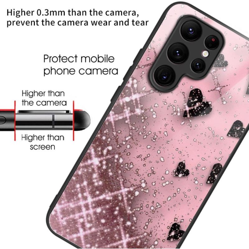 Etui Do Samsung Galaxy S24 Ultra 5g Różowe Serca Ze Szkła Hartowanego
