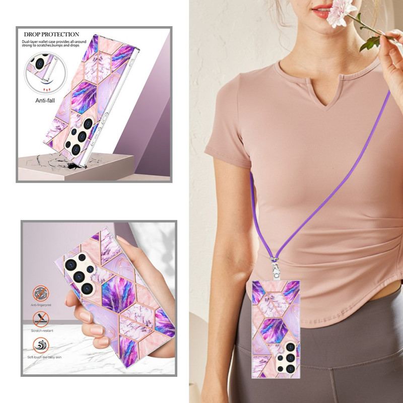 Etui Do Samsung Galaxy S24 Ultra 5g Sznur Marmurkowy