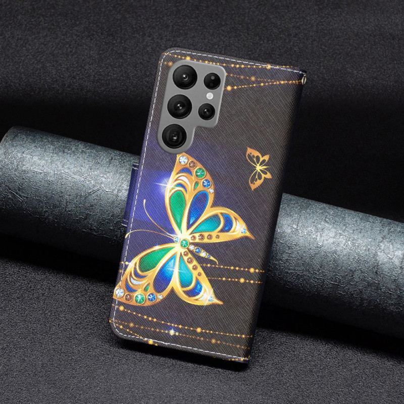 Etui Folio Do Samsung Galaxy S24 Ultra 5g Biżuteria W Kształcie Motyla