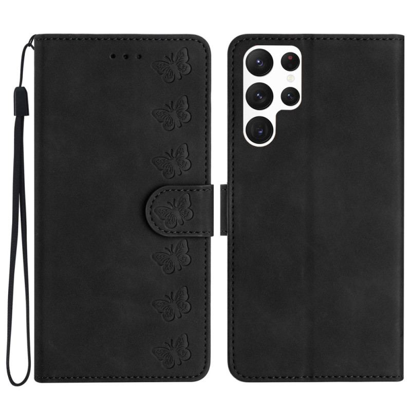 Etui Folio Do Samsung Galaxy S24 Ultra 5g Fryz Motylkowy Z Paskiem