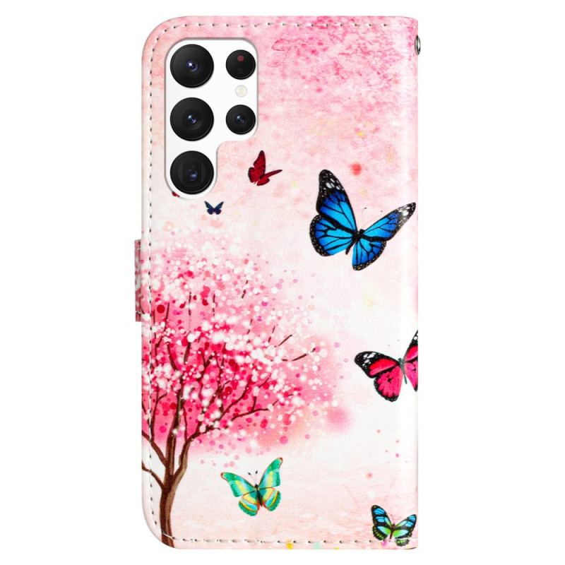 Etui Folio Do Samsung Galaxy S24 Ultra 5g Kwiat Wiśni Z Paskiem