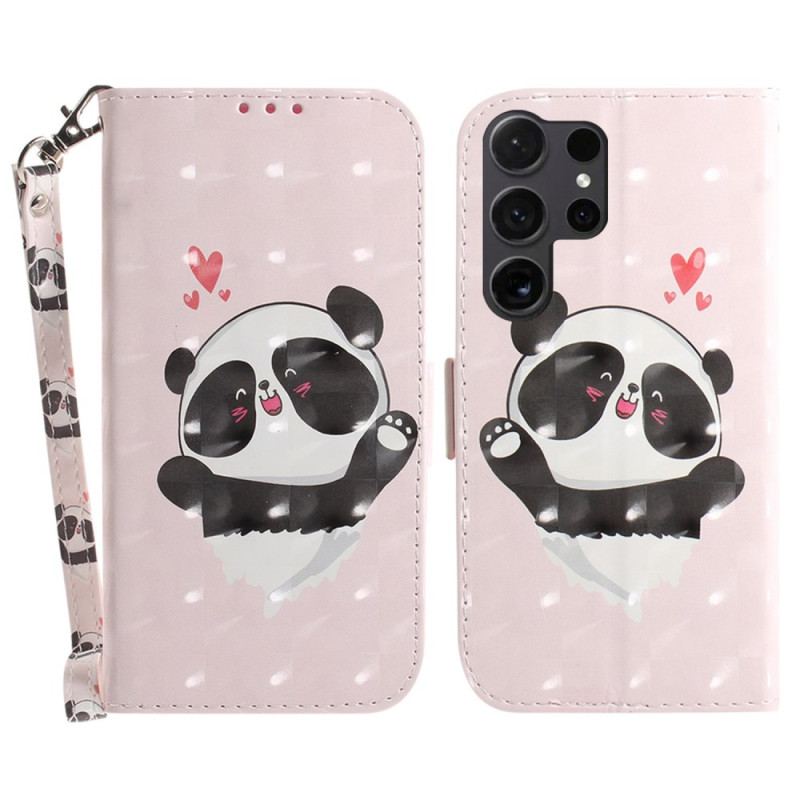 Etui Folio Do Samsung Galaxy S24 Ultra 5g Miłość Panda Z Paskiem