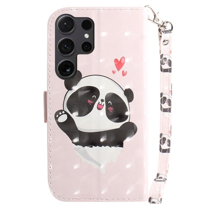 Etui Folio Do Samsung Galaxy S24 Ultra 5g Miłość Panda Z Paskiem