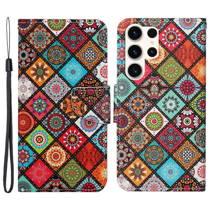 Etui Folio Do Samsung Galaxy S24 Ultra 5g Styl Etniczny Z Paskiem