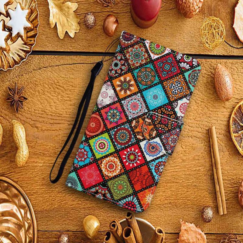 Etui Folio Do Samsung Galaxy S24 Ultra 5g Styl Etniczny Z Paskiem