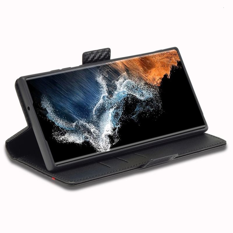 Etui Folio Do Samsung Galaxy S24 Ultra 5g Włókno Węglowe Lc.imeeke