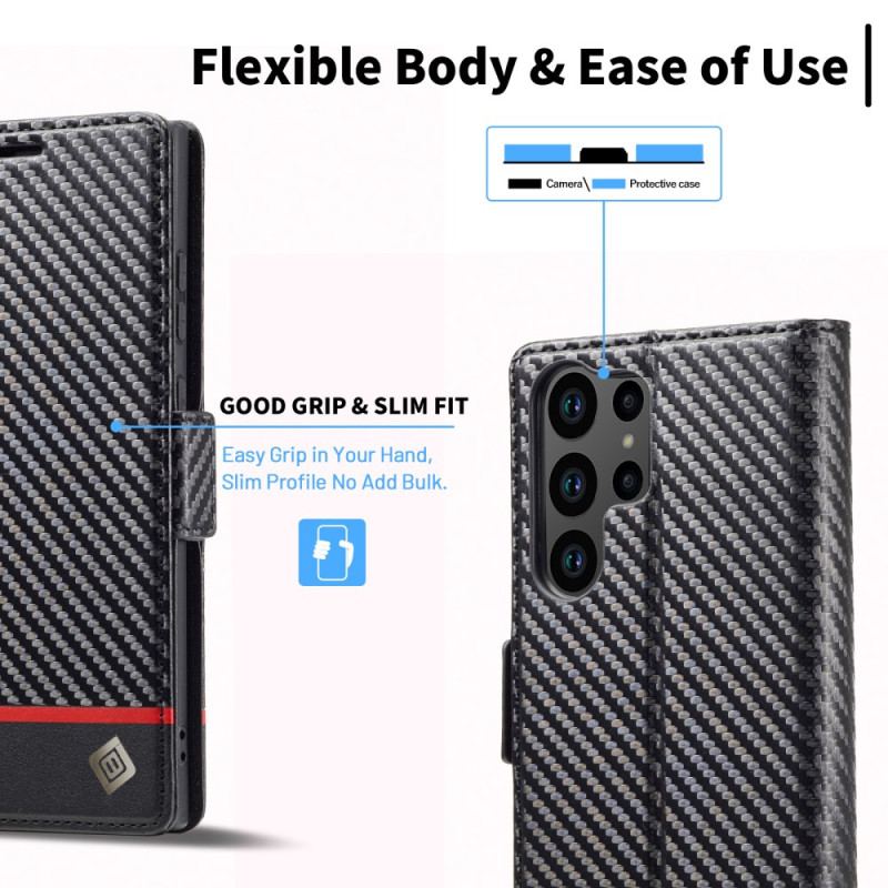 Etui Folio Do Samsung Galaxy S24 Ultra 5g Włókno Węglowe Lc.imeeke