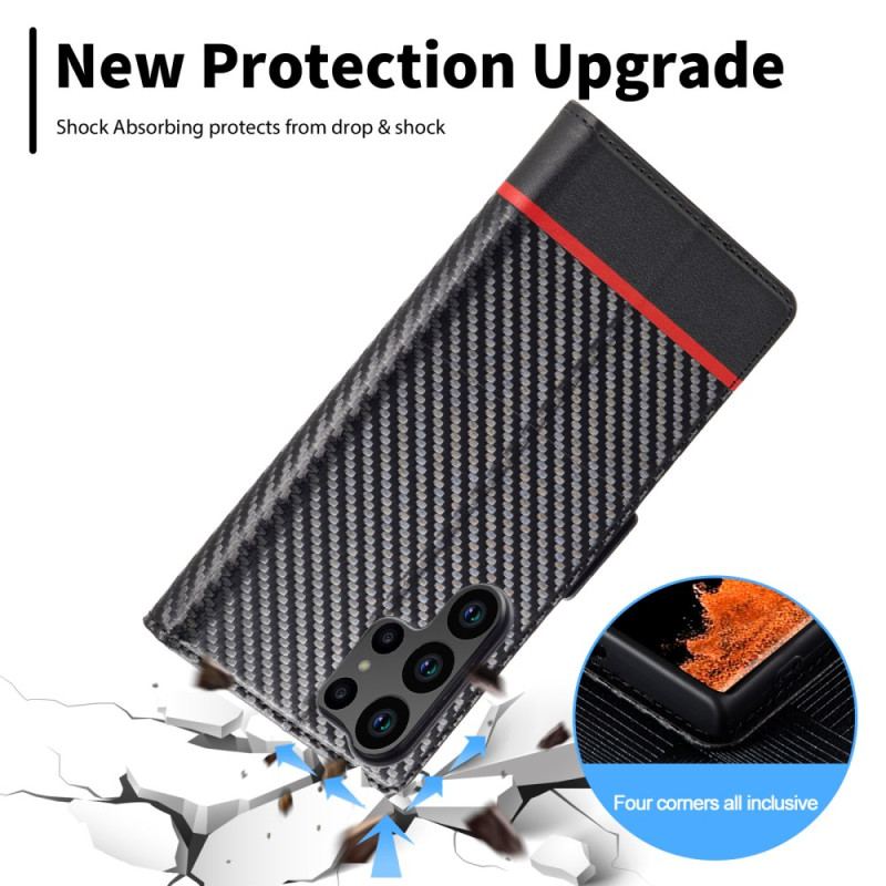 Etui Folio Do Samsung Galaxy S24 Ultra 5g Włókno Węglowe Lc.imeeke
