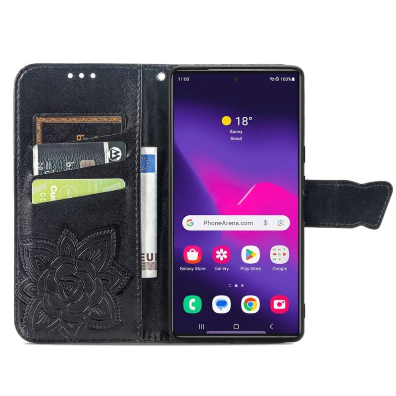 Etui Folio Samsung Galaxy S24 Ultra 5g Barokowy Motyl Z Paskiem