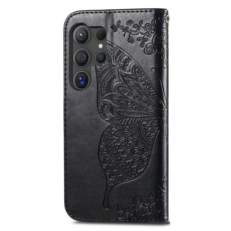 Etui Folio Samsung Galaxy S24 Ultra 5g Barokowy Motyl Z Paskiem