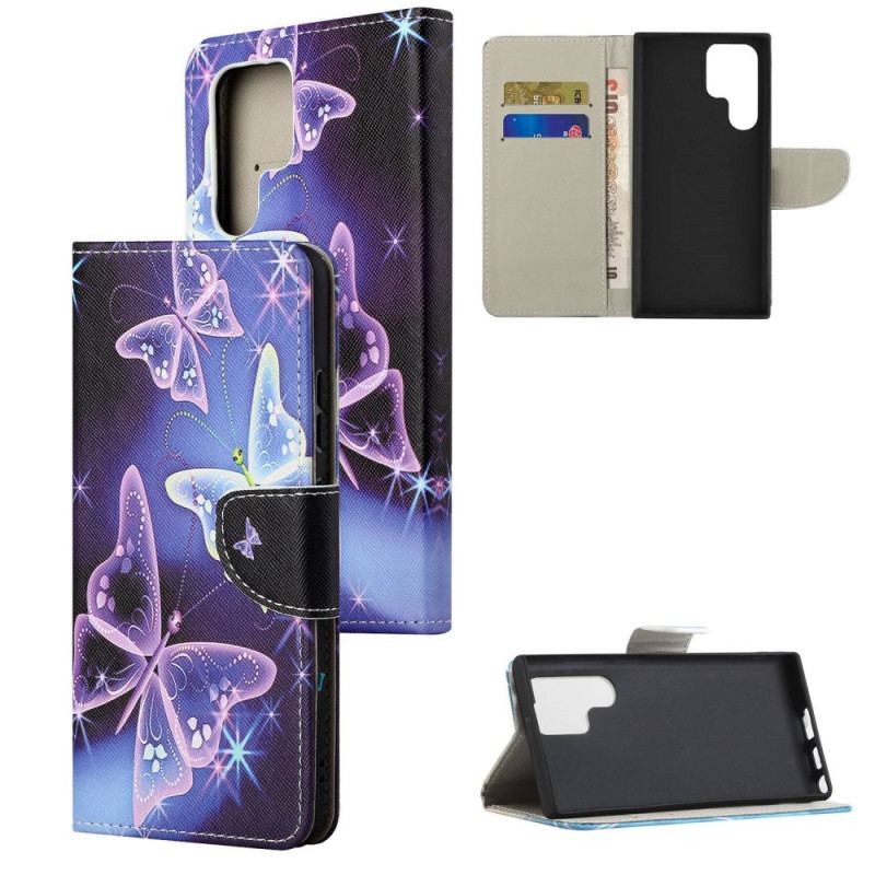 Etui Folio Samsung Galaxy S24 Ultra 5g Błyszczące Motyle