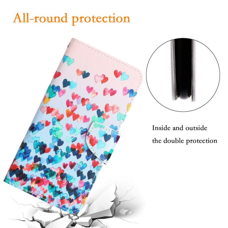 Etui Folio Samsung Galaxy S24 Ultra 5g Deszcz Serc Z Paskiem