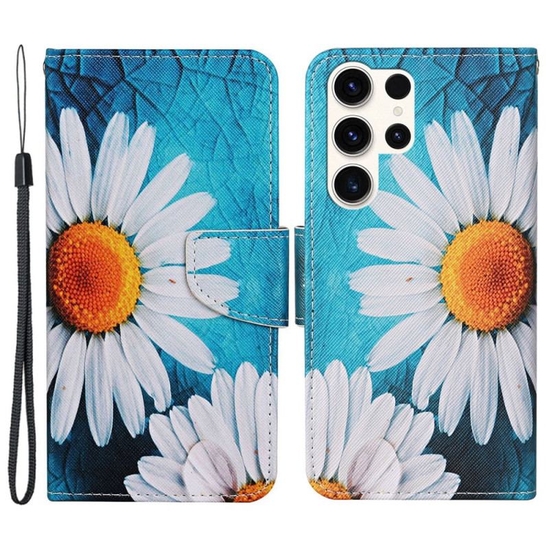 Etui Folio Samsung Galaxy S24 Ultra 5g Duże Chryzantemy Paskowe Etui Ochronne