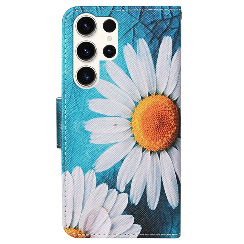 Etui Folio Samsung Galaxy S24 Ultra 5g Duże Chryzantemy Paskowe Etui Ochronne