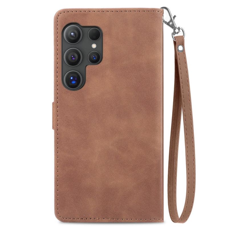 Etui Folio Samsung Galaxy S24 Ultra 5g Dyskretny Koronkowy Pasek Etui Ochronne
