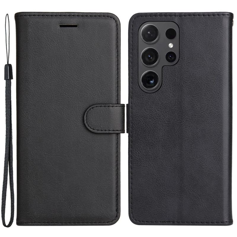Etui Folio Samsung Galaxy S24 Ultra 5g Jednolity Kolor Z Paskiem Etui Ochronne