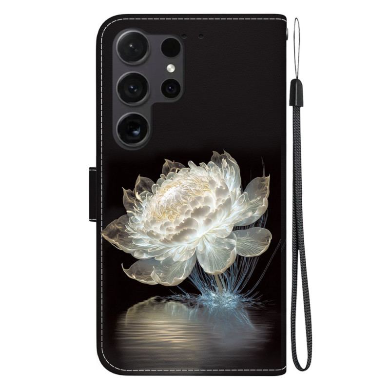 Etui Folio Samsung Galaxy S24 Ultra 5g Kryształowa Piwonia Z Paskiem Etui Ochronne