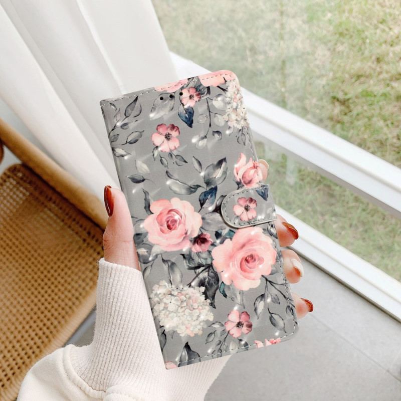 Etui Folio Samsung Galaxy S24 Ultra 5g Kwiaty Na Pasku Etui Ochronne