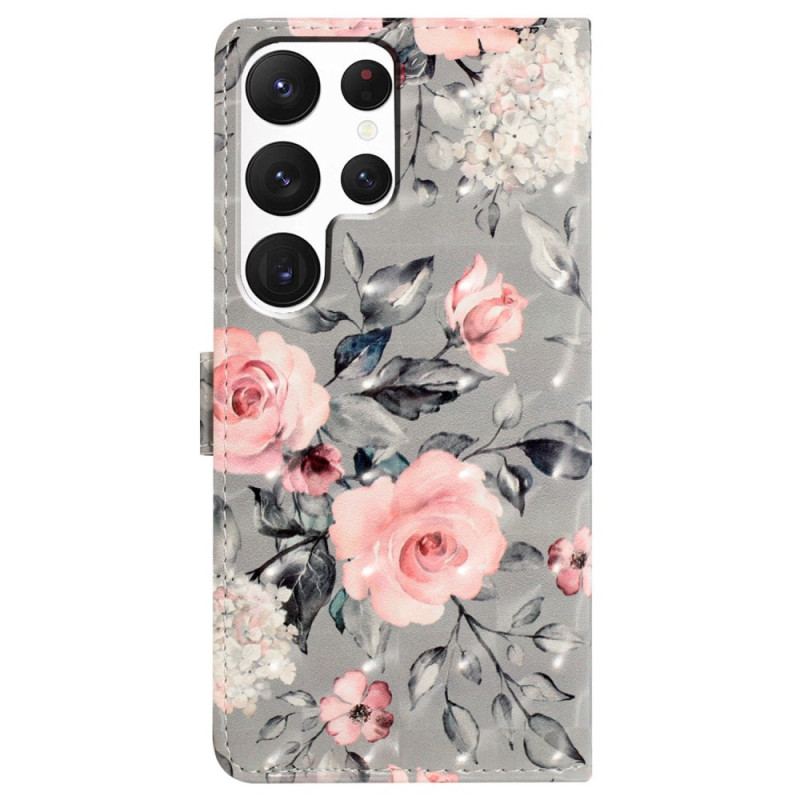Etui Folio Samsung Galaxy S24 Ultra 5g Kwiaty Na Pasku Etui Ochronne