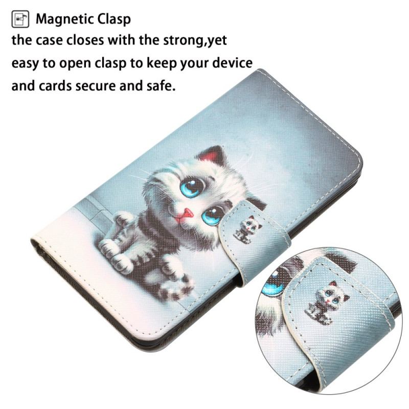 Etui Folio Samsung Galaxy S24 Ultra 5g Niebieskooki Kot Z Paskiem Etui Ochronne