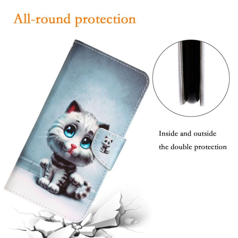 Etui Folio Samsung Galaxy S24 Ultra 5g Niebieskooki Kot Z Paskiem Etui Ochronne