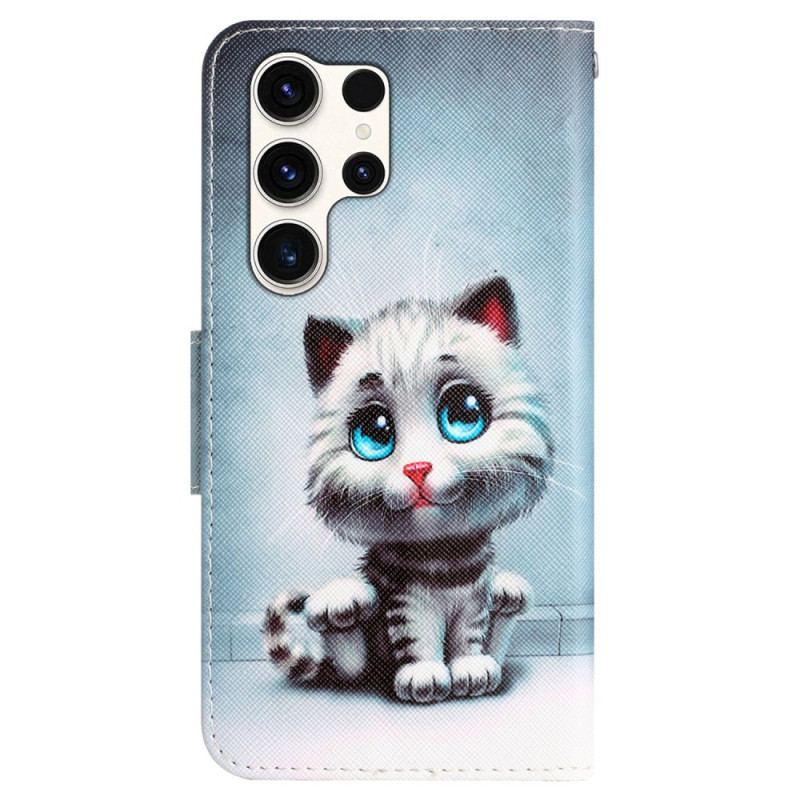Etui Folio Samsung Galaxy S24 Ultra 5g Niebieskooki Kot Z Paskiem Etui Ochronne