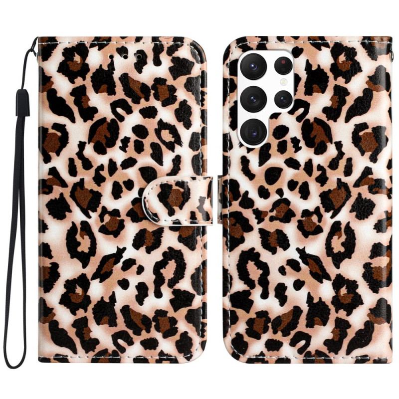 Etui Folio Samsung Galaxy S24 Ultra 5g Pasek W Panterkę Etui Ochronne