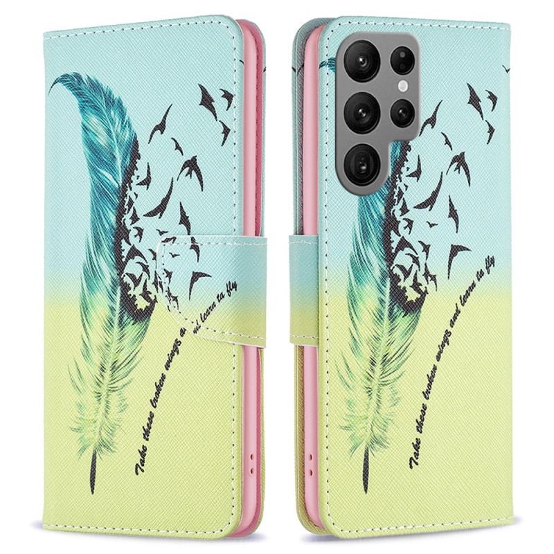 Etui Folio Samsung Galaxy S24 Ultra 5g Pióro I Ptaki