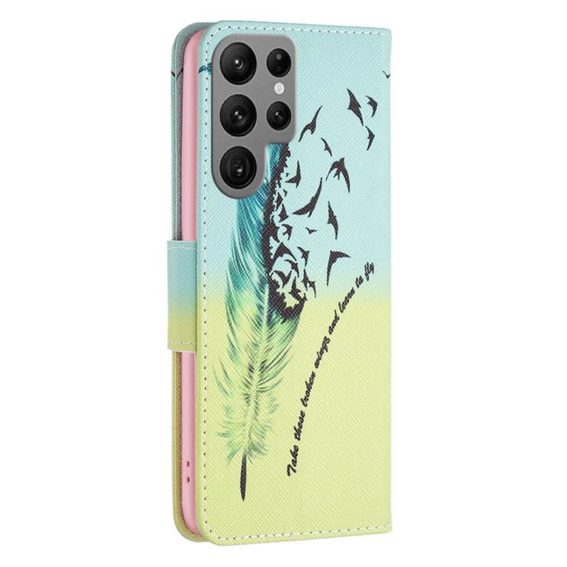 Etui Folio Samsung Galaxy S24 Ultra 5g Pióro I Ptaki