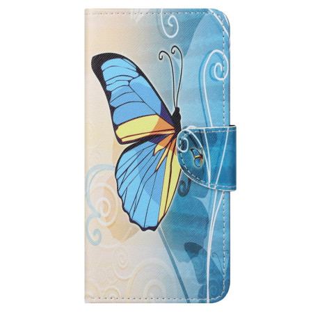 Etui Folio Samsung Galaxy S24 Ultra 5g Żółty I Niebieski Motyl Etui Ochronne
