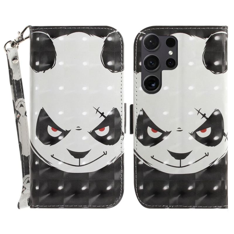 Etui Folio Samsung Galaxy S24 Ultra 5g Wściekła Panda Z Paskiem Etui Ochronne