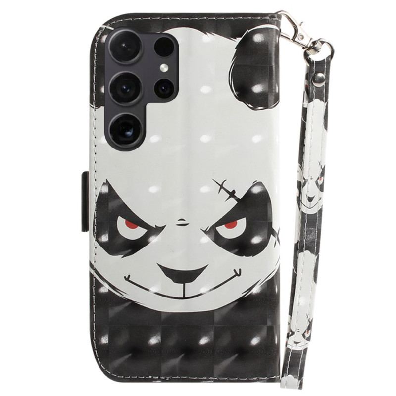Etui Folio Samsung Galaxy S24 Ultra 5g Wściekła Panda Z Paskiem Etui Ochronne