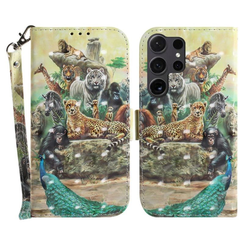 Etui Folio Samsung Galaxy S24 Ultra 5g Zwierzęta Z Safari Na Smyczy