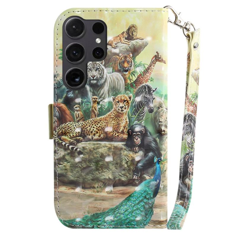 Etui Folio Samsung Galaxy S24 Ultra 5g Zwierzęta Z Safari Na Smyczy