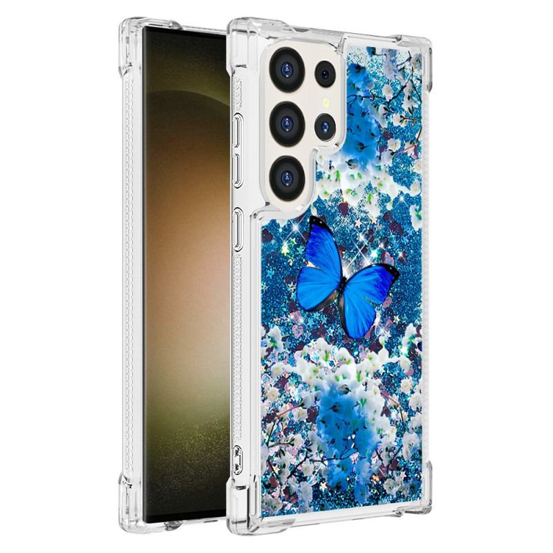 Etui Samsung Galaxy S24 Ultra 5g Błyszczący Niebieski Motyl