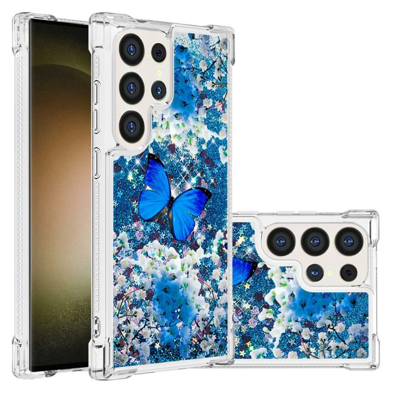 Etui Samsung Galaxy S24 Ultra 5g Błyszczący Niebieski Motyl