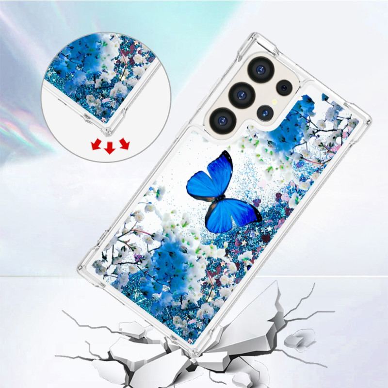Etui Samsung Galaxy S24 Ultra 5g Błyszczący Niebieski Motyl