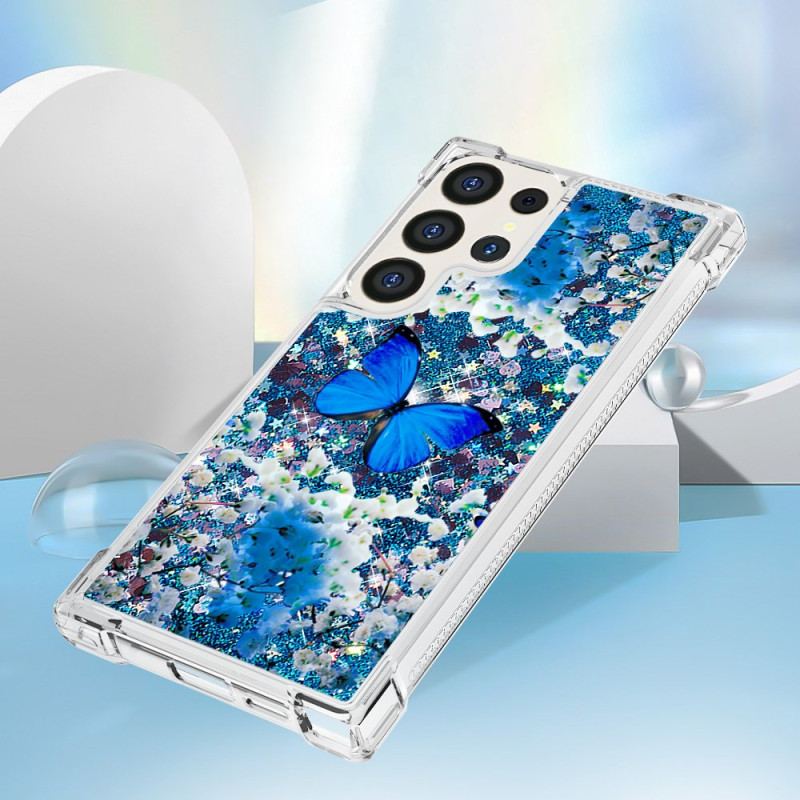 Etui Samsung Galaxy S24 Ultra 5g Błyszczący Niebieski Motyl