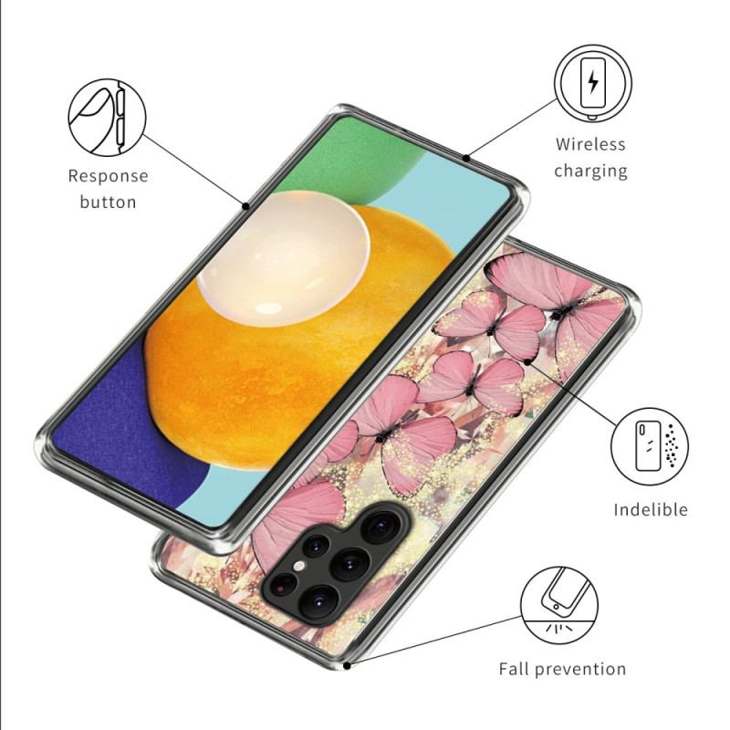 Etui Samsung Galaxy S24 Ultra 5g Różowe Motyle
