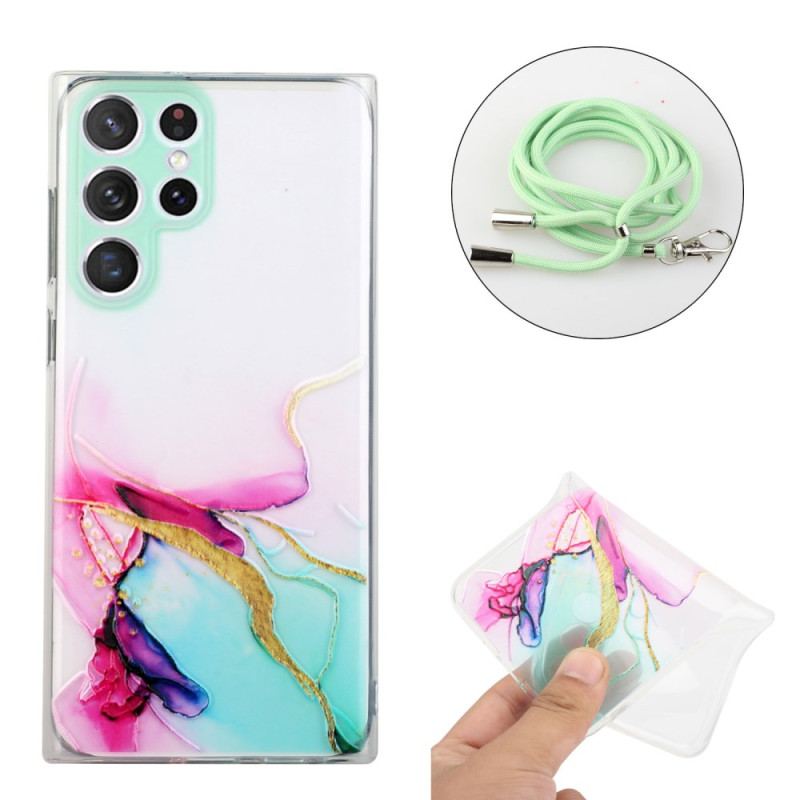 Etui Samsung Galaxy S24 Ultra 5g Sznur Marmurkowy Akwarelowy