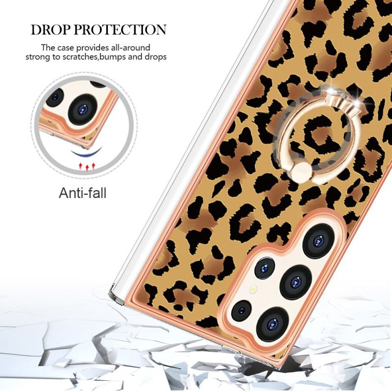 Etui Samsung Galaxy S24 Ultra 5g Z Uchwytem Na Pierścionek W Panterkę Etui Ochronne