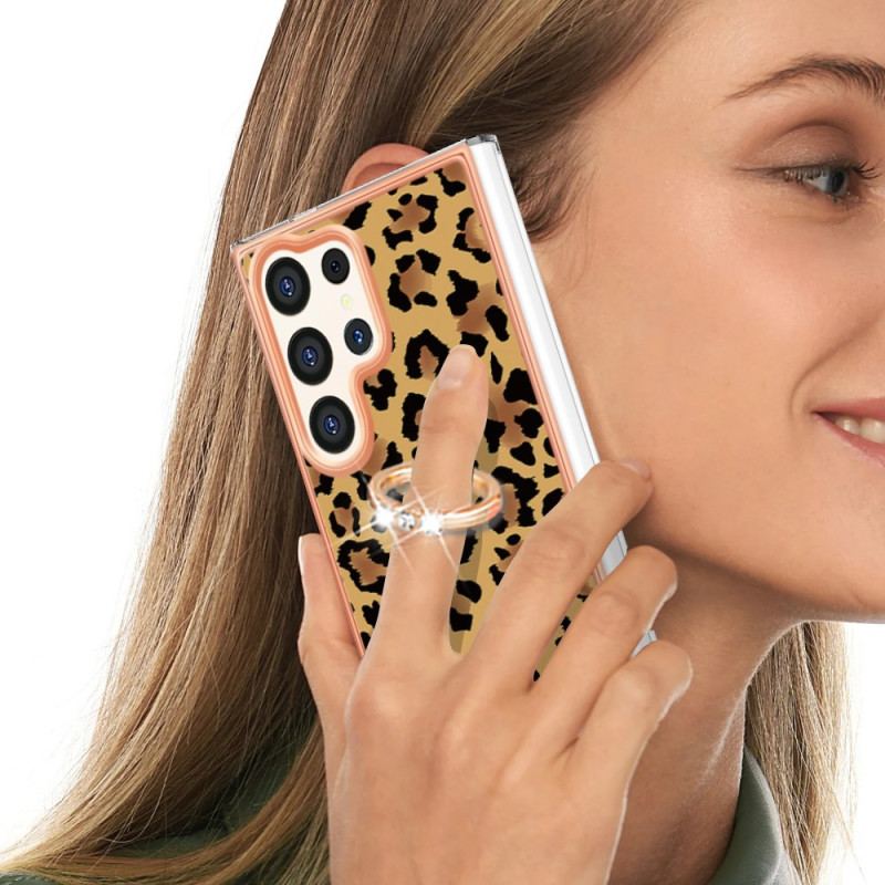 Etui Samsung Galaxy S24 Ultra 5g Z Uchwytem Na Pierścionek W Panterkę Etui Ochronne