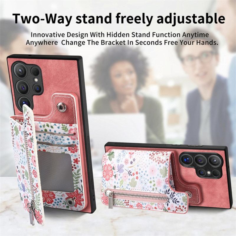 Etui Samsung Galaxy S24 Ultra 5g Zintegrowany Portfel W Kwiaty Etui Ochronne