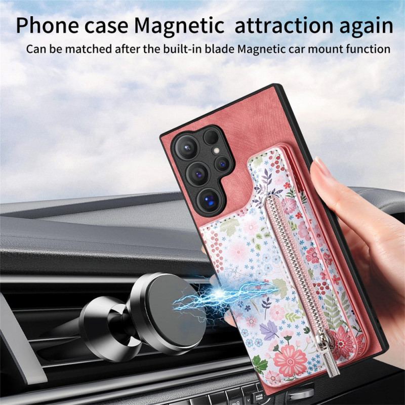 Etui Samsung Galaxy S24 Ultra 5g Zintegrowany Portfel W Kwiaty Etui Ochronne
