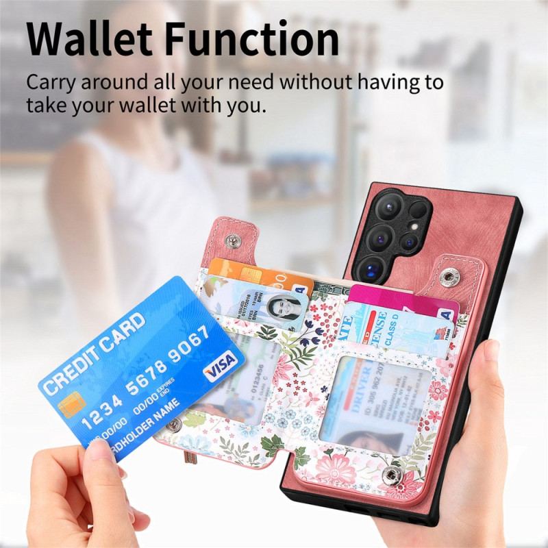 Etui Samsung Galaxy S24 Ultra 5g Zintegrowany Portfel W Kwiaty Etui Ochronne