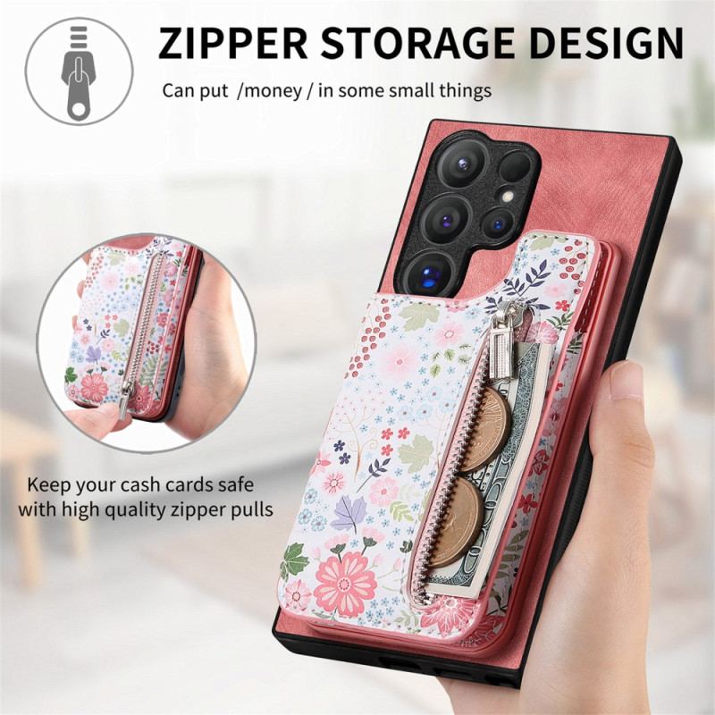 Etui Samsung Galaxy S24 Ultra 5g Zintegrowany Portfel W Kwiaty Etui Ochronne