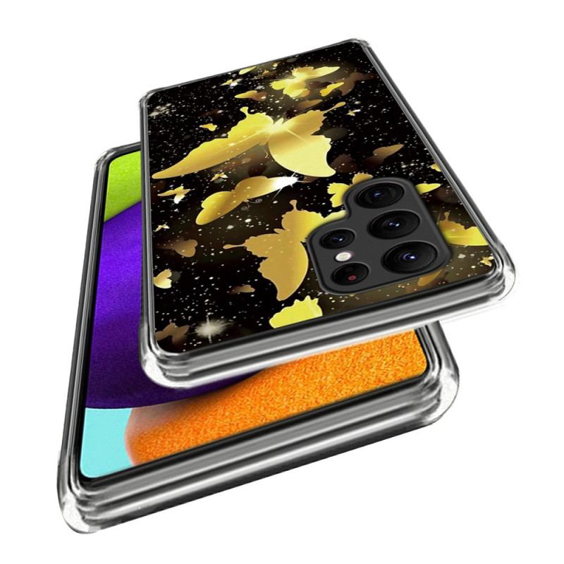 Etui Samsung Galaxy S24 Ultra 5g Złote Motyle Etui Ochronne