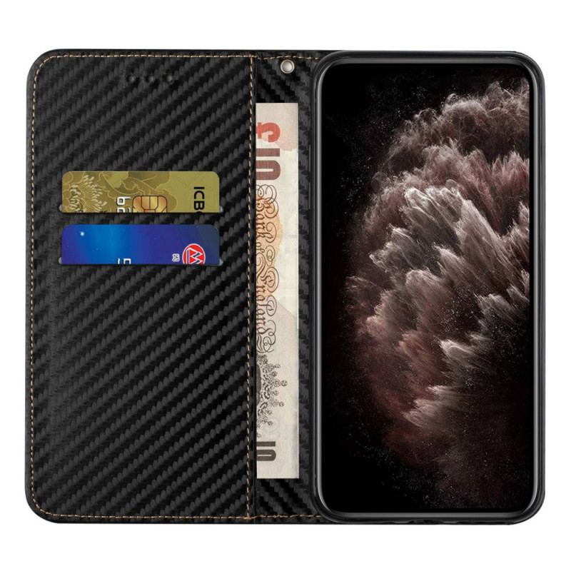 Flip Kotelot Samsung Galaxy S24 Ultra 5g Włókno Węglowe I Smycz Etui Ochronne